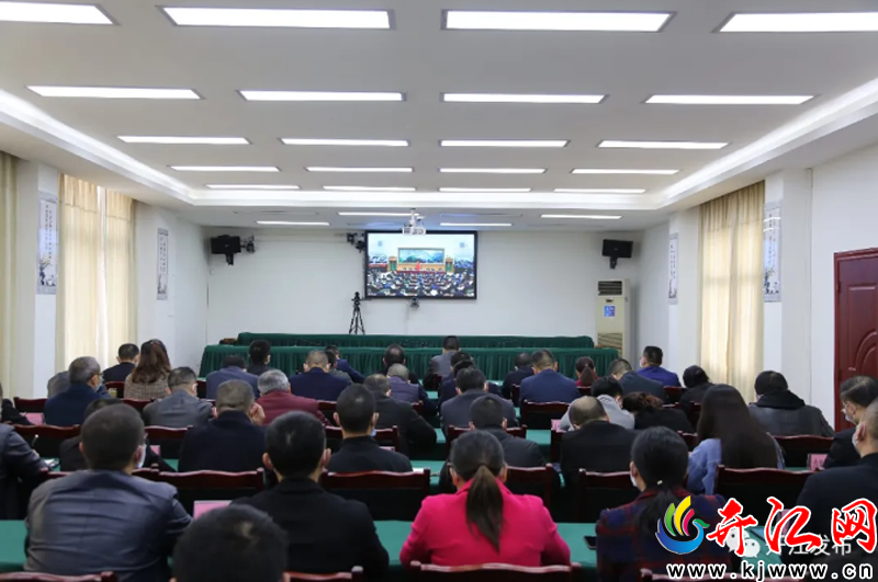 副县长,县应急指挥部副指挥长陆世斌在开江县分会场参加会议.